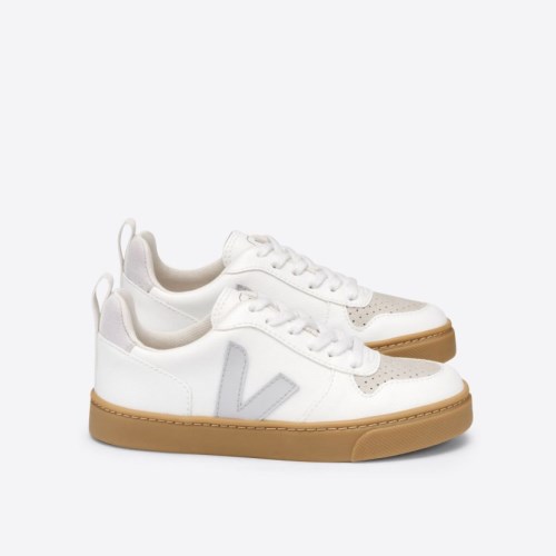 Veja V-10 Lace CWL Kids Trainers White UK 84986